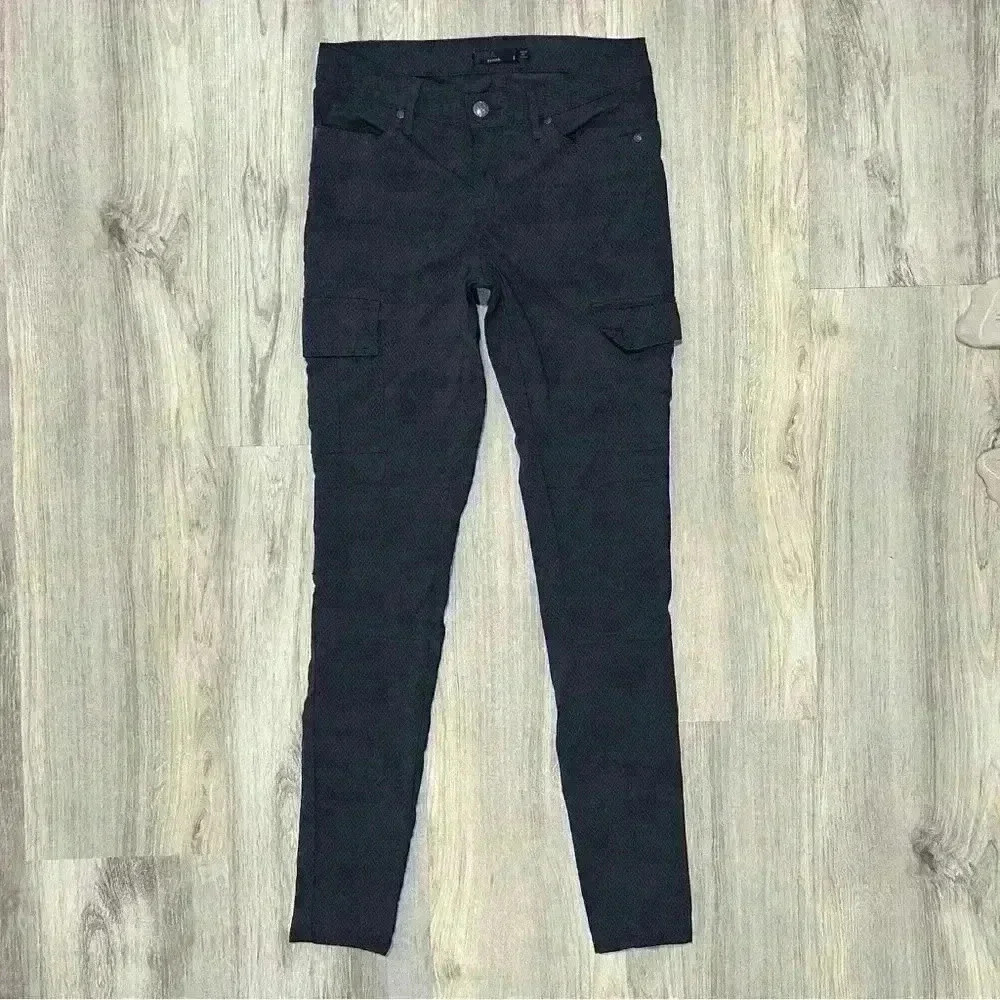 Prana Low Rise Skinny Cargo Ankle Pants Subtle Gray Argyle Print Casual Size 4